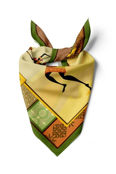 F23 Kadın African Desenli Bandana 50x50 Kahve DG0248-2 ürün görseli