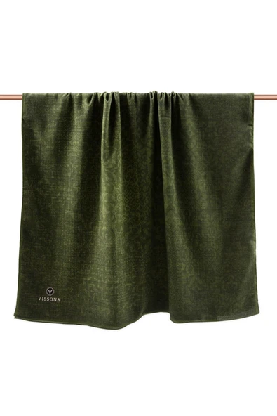 LÜKS MEDİNE İPEĞİ DOKU DESENLİ HAKİ  RENKLİ 75X195 KIRIŞMAZ ŞAL MOSS KREP DİKİŞ TİPİ İTALYAN DİKİŞLİ - Resim 2