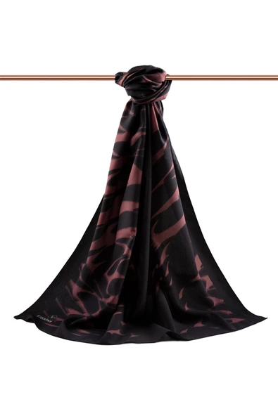 LÜKS MEDİNE İPEĞİ GEOMETRİK DESENLİ GÜL KURUSU RENKLİ 75X195 KIRIŞMAZ ŞAL MOSS KREP DİKİŞ TİPİ İTALYAN DİKİŞLİ - Resim 2