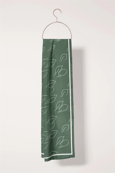 I4 Yaprak Desenli Fular 30x140 - Resim 3