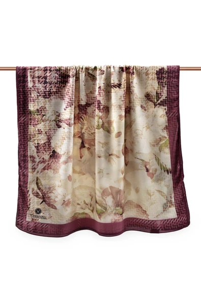 LÜKS MEDİNE İPEĞİ EKOSELİ SONBAHAR DESENLİ GÜL KURUSU RENKLİ 75X195 KIRIŞMAZ ŞAL MOSS KREP DİKİŞ TİPİ İTALYAN DİKİŞLİ - Resim 2