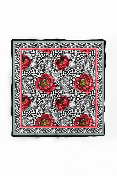 C76 CHECK HORSE  TASARIMLI BANDANA DG12082 - Resim 2