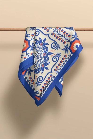 Modabutik Mavi Desenli Kadın Fular - Resim 3