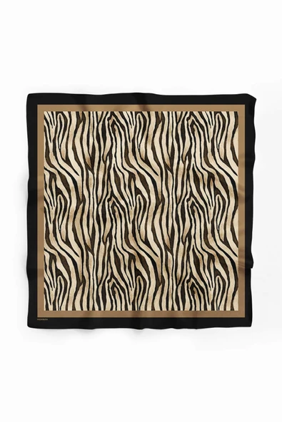 C118 Kadın Kahverengi Morass Desenli 50x50 Bandana HYL DG0990-22 - Resim 2