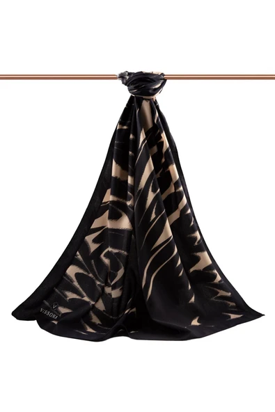 LÜKS MEDİNE İPEĞİ GEOMETRİK DESENLİ BEJ RENKLİ 75X195 KIRIŞMAZ ŞAL MOSS KREP DİKİŞ TİPİ İTALYAN DİKİŞLİ - Resim 2