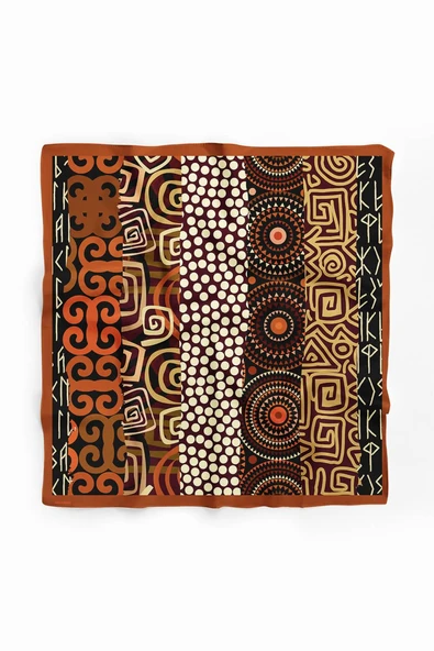 E96 Kadın Etnik Desenli Bandana 50x50 DG0253-22 - Resim 2