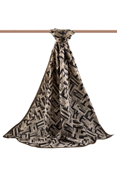 LÜKS MEDİNE İPEĞİ DEGRADELİ ÇİZGİ DESENLİ BEJ RENKLİ 75X195 KIRIŞMAZ ŞAL MOSS KREP DİKİŞ TİPİ İTALYAN DİKİŞLİ - Resim 2