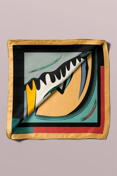 D91 Modabutik Kübizm Desenli Bandana - Resim 5