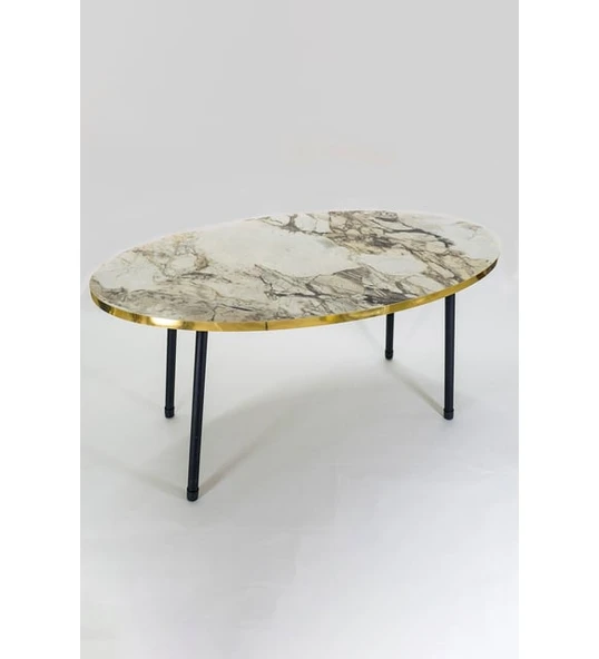 Orta Sehpa Siyah Metal Ayak Elips Efes GOLD - Resim 2