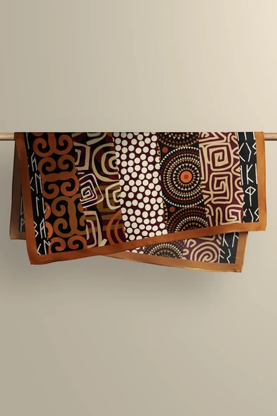 E96 Kadın Etnik Desenli Bandana 50x50 DG0253-22 - Resim 5