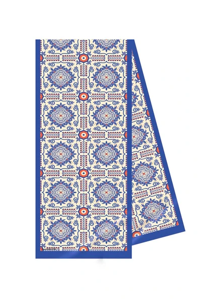 Modabutik Mavi Desenli Kadın Fular - Resim 2