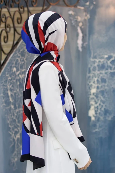 LÜKS MEDİNE İPEĞİ  DESENLİ KIRMIZI  RENKLİ 75X195 KIRIŞMAZ ŞAL MOSS KREP DİKİŞ TİPİ İTALYAN DİKİŞLİ ürün görseli 1