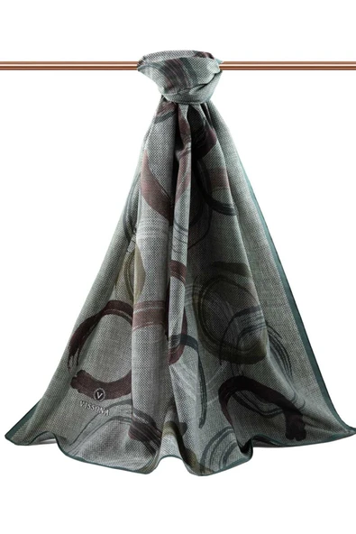 LÜKS MEDİNE GEOMETRİK DESENLİ ZÜMRÜT YEŞİLİ RENKLİ 75X195 KIRIŞMAZ ŞAL MOSS KREP DİKİŞ TİPİ İTALYAN DİKİŞLİ - Resim 2