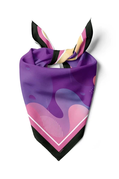 C77 Kadın Mavi Soyut Desenli 50x50 Bandana DG01681-22 ürün görseli