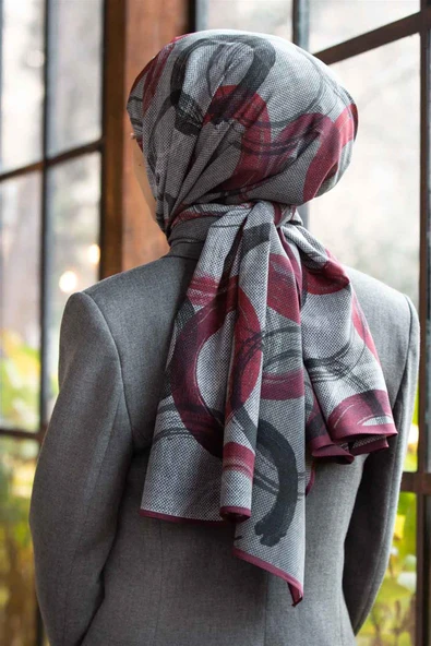 LÜKS MEDİNE GEOMETRİK DESENLİ KIRMIZI RENKLİ 75X195 KIRIŞMAZ ŞAL MOSS KREP DİKİŞ TİPİ İTALYAN DİKİŞLİ ürün görseli