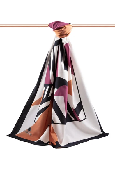 LÜKS MEDİNE İPEĞİ  DESENLİ SOMON RENKLİ 75X195 KIRIŞMAZ ŞAL MOSS KREP DİKİŞ TİPİ İTALYAN DİKİŞLİ - Resim 2