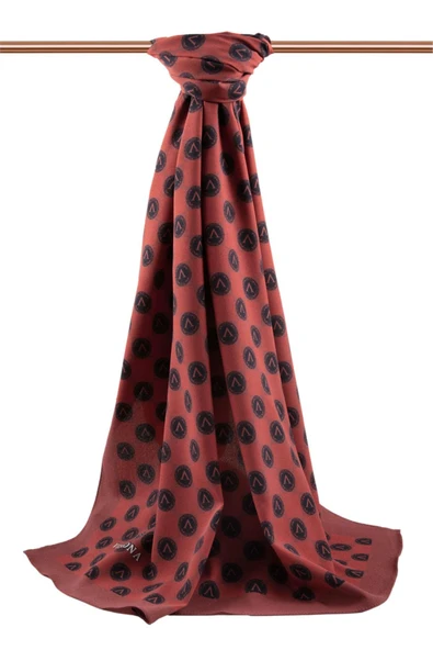 LÜKS MEDİNE İPEĞİ MONOGRAM DESENLİ BORDO - SİYAH RENKLİ 75X195 KIRIŞMAZ ŞAL MOSS KREP DİKİŞ TİPİ İTALYAN DİKİŞLİ - Resim 2