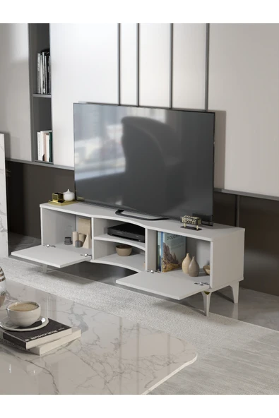 Çalışma Masası 5 Raflı Kitaplık Beyaz - Resim 4