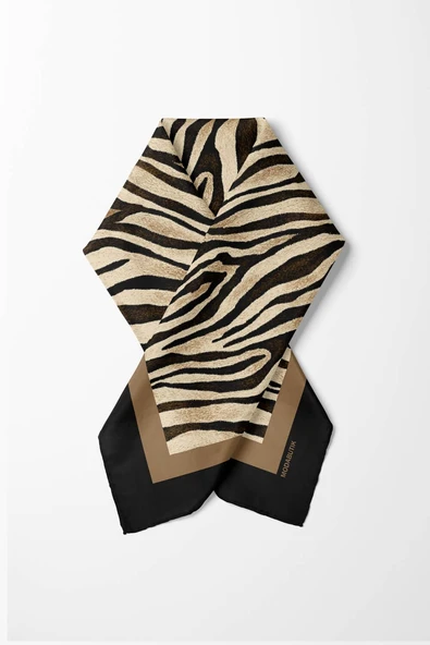 C118 Kadın Kahverengi Morass Desenli 50x50 Bandana HYL DG0990-22 - Resim 3