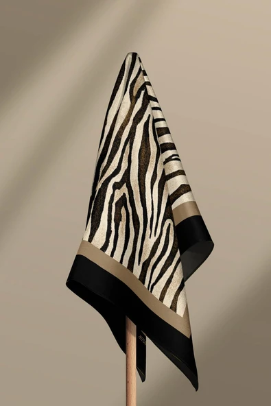 C118 Kadın Kahverengi Morass Desenli 50x50 Bandana HYL DG0990-22 - Resim 6