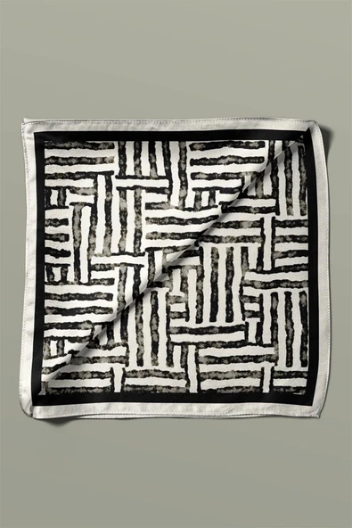F40 Modabutik Siyah Beyaz Desenli Bandana - Resim 6