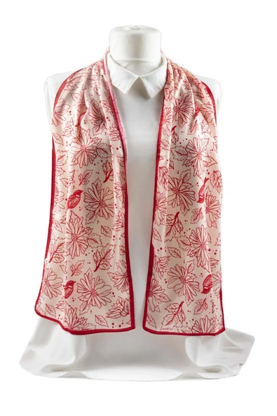 Çiçek ve Kuş Desenli Fular 30x140 - Resim 5