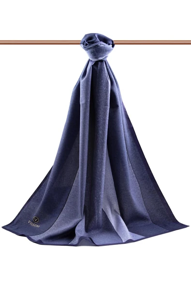 LÜKS MEDİNE İPEĞİ DALGA DESENLİ LACİVERT RENKLİ 75X195 KIRIŞMAZ ŞAL MOSS KREP DİKİŞ TİPİ İTALYAN DİKİŞLİ - Resim 2