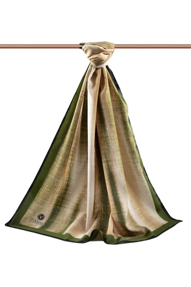 LÜKS MEDİNE İPEĞİ BATİK DESENLİ HAKİ RENKLİ 75X195 KIRIŞMAZ ŞAL MOSS KREP DİKİŞ TİPİ İTALYAN DİKİŞLİ - Resim 2