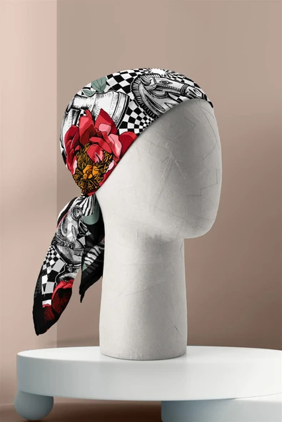 C76 CHECK HORSE  TASARIMLI BANDANA DG12082 - Resim 3