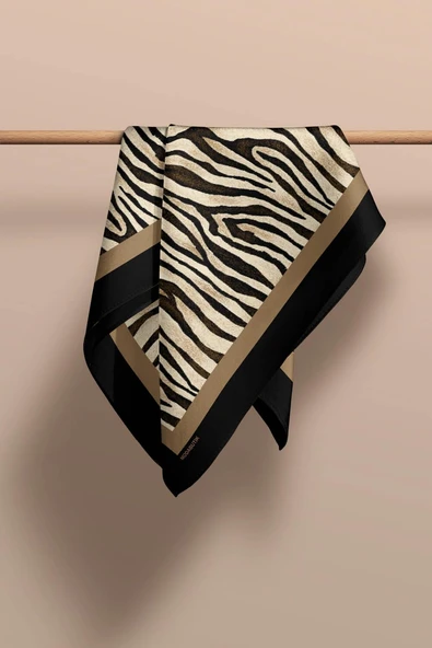 C118 Kadın Kahverengi Morass Desenli 50x50 Bandana HYL DG0990-22 - Resim 5