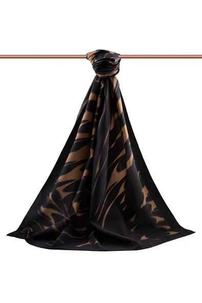 LÜKS MEDİNE İPEĞİ GEOMETRİK DESENLİ VİZON RENKLİ 75X195 KIRIŞMAZ ŞAL MOSS KREP DİKİŞ TİPİ İTALYAN DİKİŞLİ - Resim 2