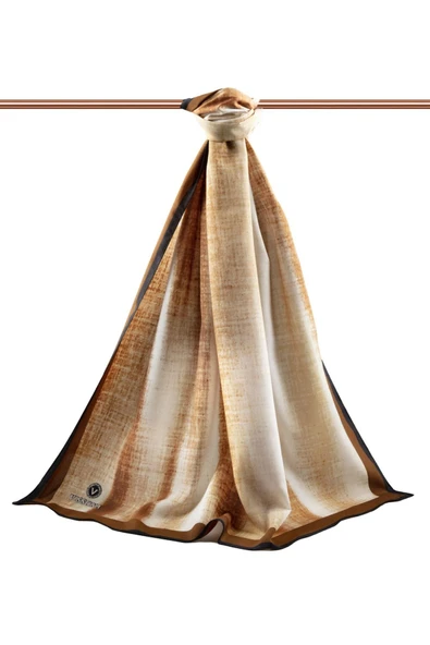 LÜKS MEDİNE İPEĞİ BATİK DESENLİ TABA RENKLİ 75X195 KIRIŞMAZ ŞAL MOSS KREP DİKİŞ TİPİ İTALYAN DİKİŞLİ - Resim 2