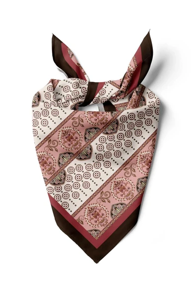 Z90 Kadın Vizon Etnik Desenli 50x50 Bandana HYL DG0827-22 ürün görseli