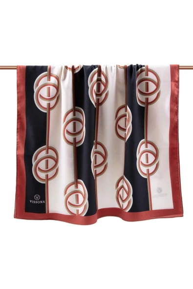 LÜKS MEDİNE İPEĞİ ÇİZGİLİ DESENLİ BORDO RENKLİ 75X195 KIRIŞMAZ ŞAL MOSS KREP DİKİŞ TİPİ İTALYAN DİKİŞLİ - Resim 2