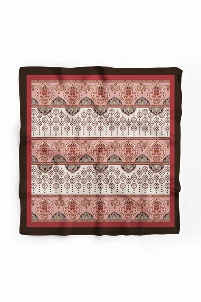 Z90 Kadın Vizon Etnik Desenli 50x50 Bandana HYL DG0827-22 - Resim 2