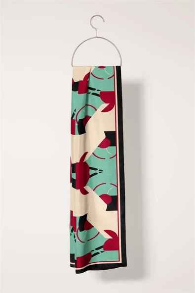 I5 Geometrikl Desenli Fular 30x140 - Resim 3