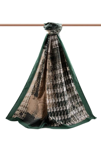 LÜKS MEDİNE İPEĞİ KAZAYAĞI DESENLİ MİNT YEŞİLİ RENKLİ 75X195 KIRIŞMAZ ŞAL MOSS KREP DİKİŞ TİPİ İTALYAN DİKİŞLİ - Resim 2