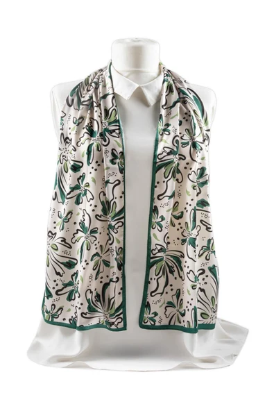 I7 Çiçek Desenli Fular 30x140 - Resim 5