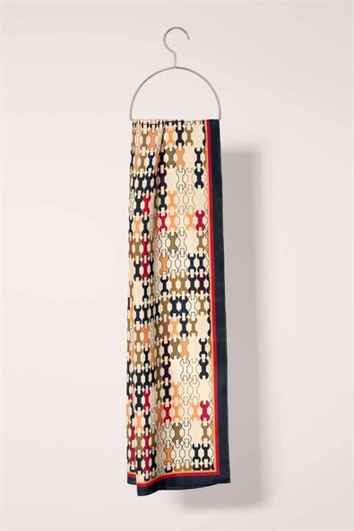 I6 Geometrik Desenli Fular 30x140 - Resim 3