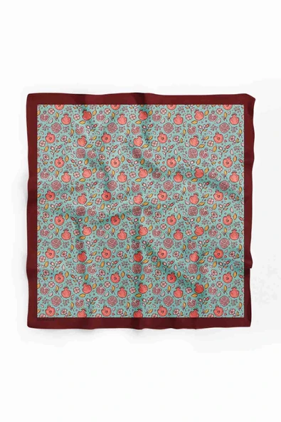 Kadın Açık Mavi Küçük Nar Desenli 50x50 Bandana DG0736 - Resim 2