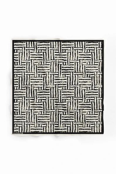 F40 Modabutik Siyah Beyaz Desenli Bandana - Resim 2