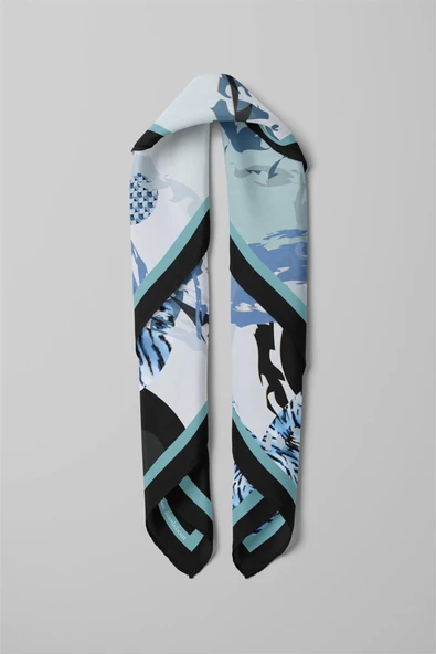 Y45 KADIN GEOMETRİK DESENLİ BANDANA (DG9864) - Resim 5