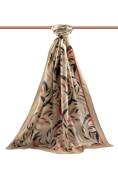 LÜKS MEDİNE İPEĞİ GEOMETRIK DESENLİ BORDO RENKLİ 75X195 KIRIŞMAZ ŞAL MOSS KREP DİKİŞ TİPİ İTALYAN DİKİŞLİ - Resim 2