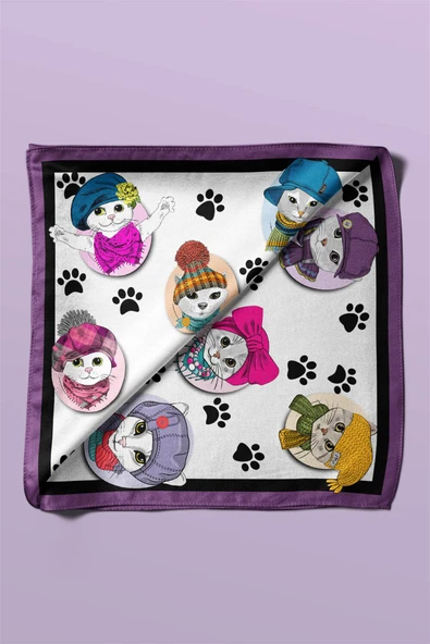 Modabutik Kedi Desenli Bandana - Resim 5