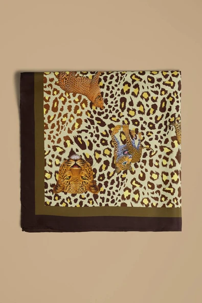 D58 Kadın Kaplan Desenli 50x50 Bandana HYL DG01288-22 - Resim 4