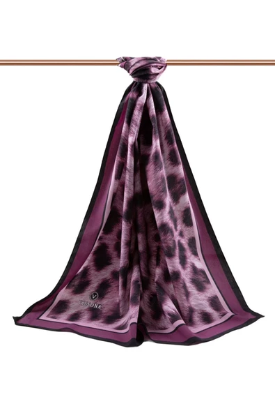 LÜKS MEDİNE İPEĞİ LEOPAR DESENLİ GÜL KURUSU  RENKLİ 75X195 KIRIŞMAZ ŞAL MOSS KREP DİKİŞ TİPİ İTALYAN DİKİŞLİ - Resim 2