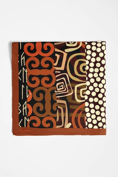 E96 Kadın Etnik Desenli Bandana 50x50 DG0253-22 - Resim 3