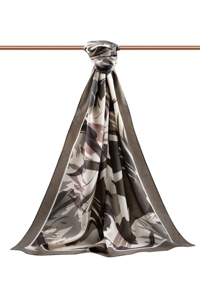 LÜKS MEDİNE İPEĞİ GEOMETRİK DESENLİ TAŞ RENKLİ 75X195 KIRIŞMAZ ŞAL MOSS KREP DİKİŞ TİPİ İTALYAN DİKİŞLİ - Resim 2