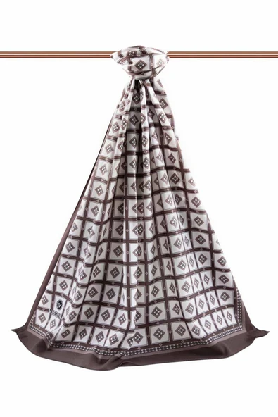 LÜKS MEDİNE İPEĞİ KARE DESENLİ VİZON RENKLİ 75X195 KIRIŞMAZ ŞAL MOSS KREP DİKİŞ TİPİ İTALYAN DİKİŞLİ - Resim 2