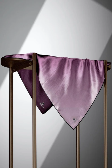 % 57 İPEK % 43 VİSKON Twill İpek Degrade Desenli Gül Kurusu Renkli 90x90 Eşarp Dikim Şekli : El Dikişi - Resim 3